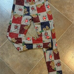 LuLaRoe Tween Christmas Patchwork Leggings Like New
